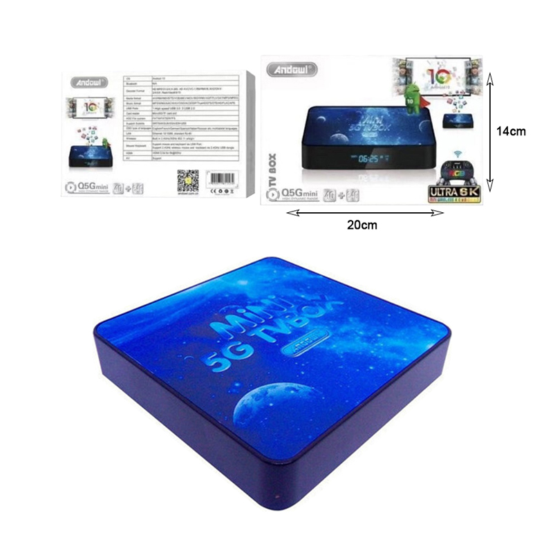 Andowl TV Box Mini 4K UHD με WiFi USB 2.0 / USB 3.0 4GB RAM και 64GB Αποθηκευτικό Χώρο με Λειτουργικό Android 10.0 Q5G - TV Box Mini