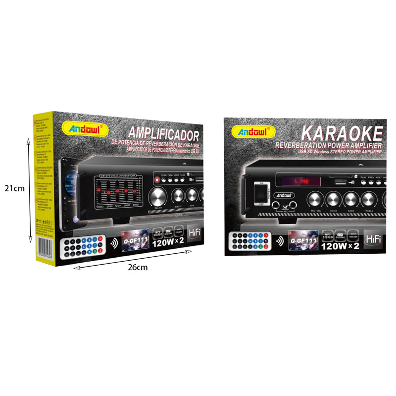 Andowl Ενισχυτής με λειτουργία Karaoke 120Wx2 HiFi Q-GF111 - Karaoke Reverberation Power Amplifier
