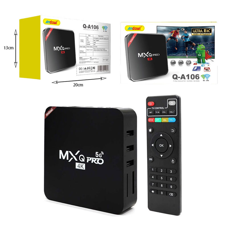 Andowl TV Box 4K UHD με WiFi USB 2.0 2GB RAM και 16GB Αποθηκευτικό Χώρο με Λειτουργικό Android 10.0 Q-A106