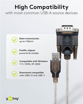 GOOBAY καλώδιο USB σε RS-232 68875, 1 Mbit/s, 1.5m, διάφανο