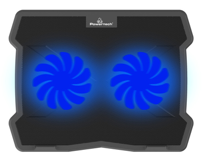 POWERTECH Βάση & ψύξη laptop PT-930, έως 15.6", 2x 125mm fan, LED, μαύρο