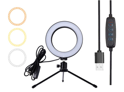 Φωτιστικό δαχτυλίδι LED ZD67B με μίνι τρίποδα, Φ 16cm, 12W